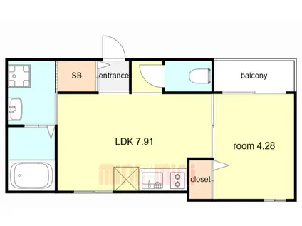 カサーディア加島III(1LDK/1階)の間取り写真