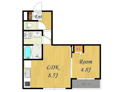 メゾンみけ蛍池(1LDK/3階)の間取り写真