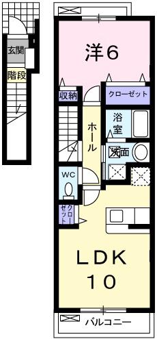 グレース五番館(1LDK/2階)の間取り写真