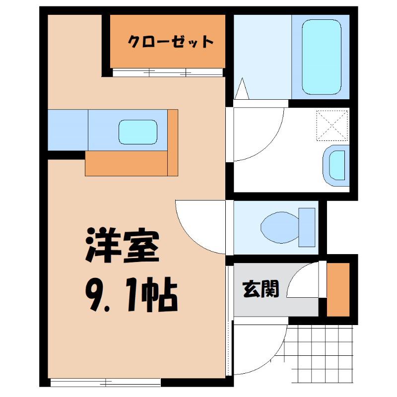 SORA境町(ワンルーム/1階)の間取り写真