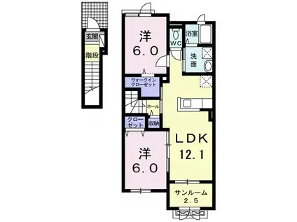 クレメンティア B(2LDK/2階)の間取り写真