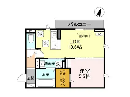 CLASSEUM幸西III(1LDK/1階)の間取り写真