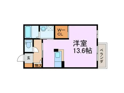 グレイス港町(ワンルーム/2階)の間取り写真