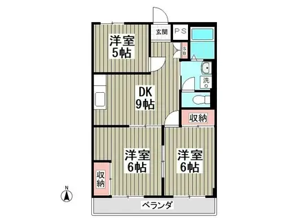 林ハイツII(3DK/5階)の間取り写真