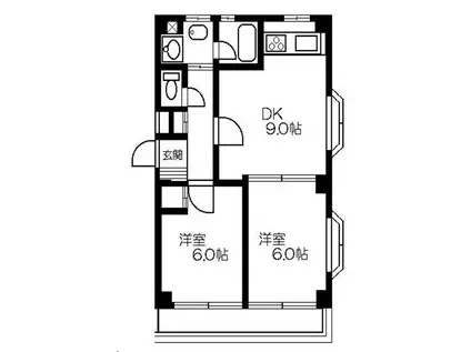 エメラルドマンション(2DK/2階)の間取り写真