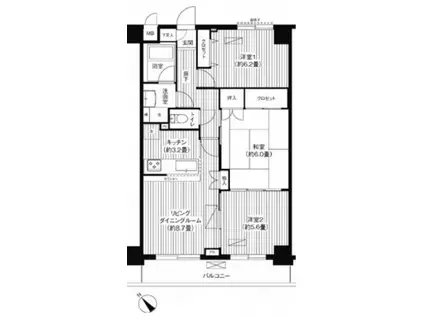 関寅ビル第5(3LDK/2階)の間取り写真