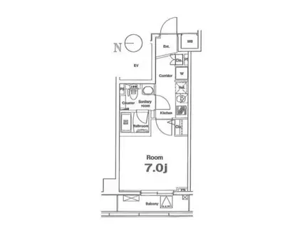 プレミアムキューブ大岡山(1K/4階)の間取り写真