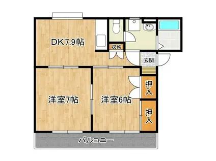 グリーンハイツA(2DK/2階)の間取り写真