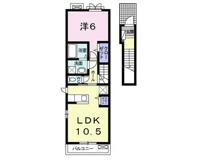 桜ハウス(1LDK/2階)の間取り写真