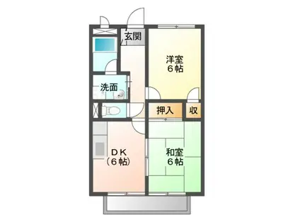 ムーンリバーB棟(2DK/2階)の間取り写真