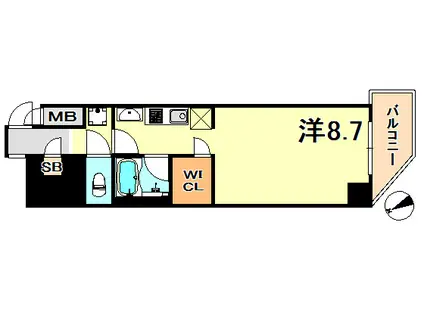 アスヴェル神戸元町海岸通(ワンルーム/13階)の間取り写真