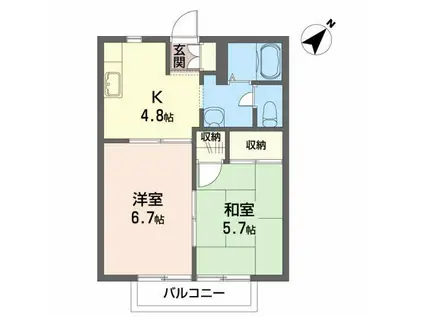 ザ・ハウスメイプル(2K/2階)の間取り写真