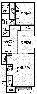 レジーナA/B(2LDK/1階)の間取り写真