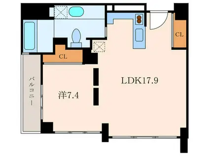 WALK AKASAKA(1LDK/2階)の間取り写真