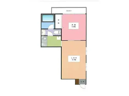 ボヌール山下町(1LDK/4階)の間取り写真