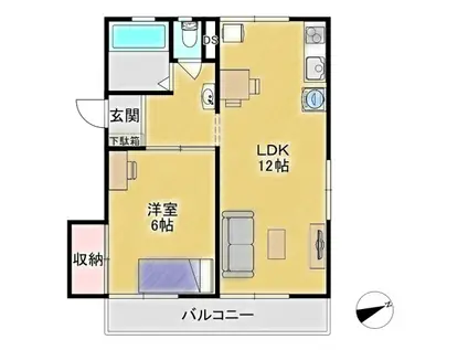 東大宮ハイツ(1LDK/3階)の間取り写真