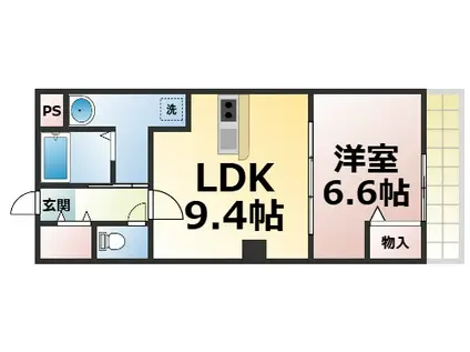 セゾンラトゥール林寺(1LDK/3階)の間取り写真