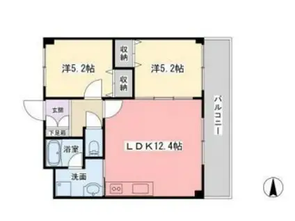 シャトー御立(2LDK/2階)の間取り写真