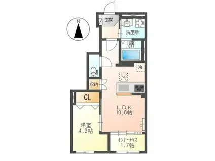 ラ・ルーチェII(1LDK/1階)の間取り写真