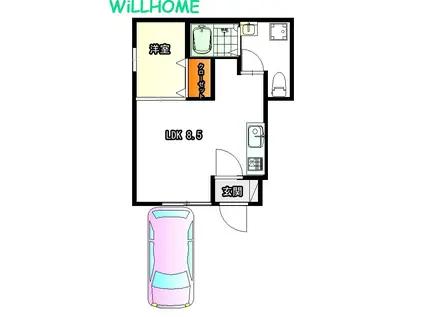 N3 狐島(1LDK/1階)の間取り写真