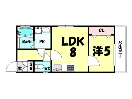 ウエストコート3番館(1LDK/1階)の間取り写真
