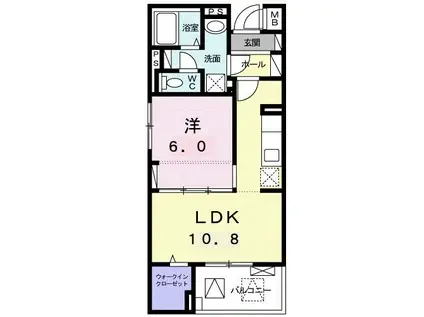 ラ・ルミエール(1LDK/4階)の間取り写真