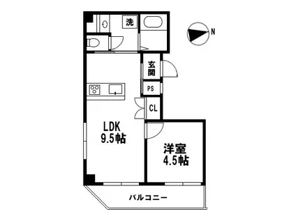 クリエール北綾瀬(1LDK/2階)の間取り写真