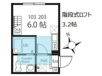 パックスマーレ(ワンルーム/1階)の間取り写真
