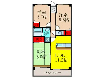エクレール千里(3LDK/6階)の間取り写真