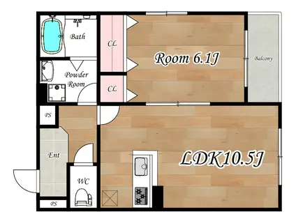 KONFORTA西町4(1LDK/2階)の間取り写真