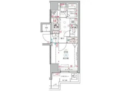 クレヴィスタ大井町(1K/2階)の間取り写真