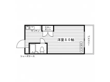 ベルウイッシュ・長岡京(1K/2階)の間取り写真