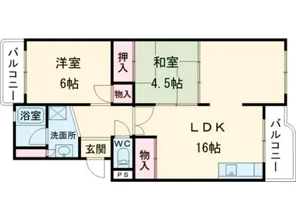 グリーンハイツ名谷(2LDK/1階)の間取り写真
