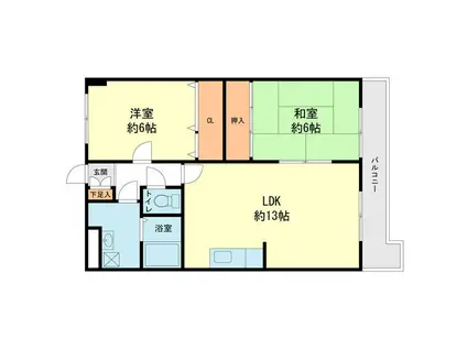 フィールドパレス(2LDK/4階)の間取り写真