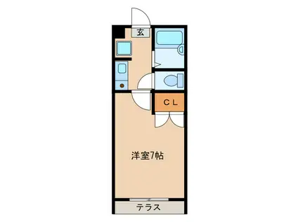 インペリアル(1K/1階)の間取り写真