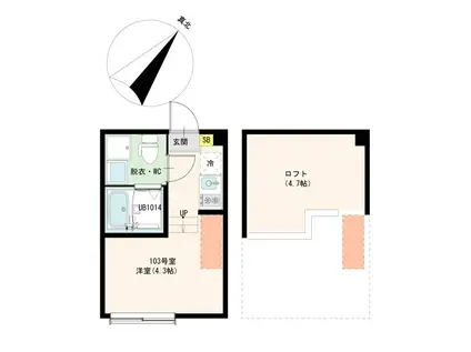 ハーモニーテラス成増(1K/1階)の間取り写真