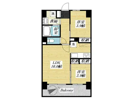 センチュリー八王子ルミエール(2LDK/8階)の間取り写真