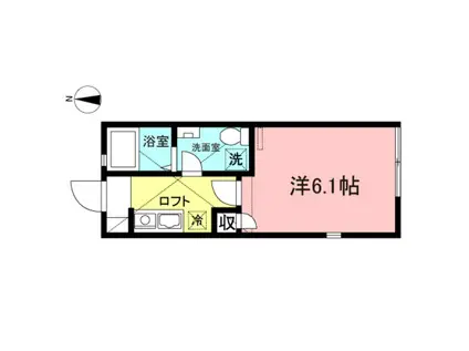  モンステラ枡形(1K/2階)の間取り写真