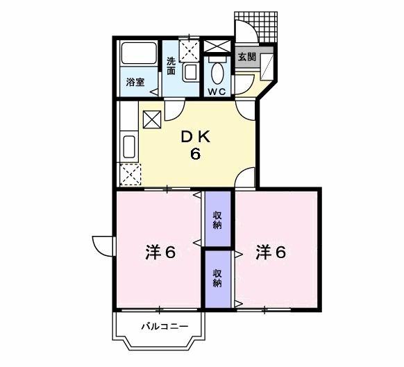 シルクロードA(2DK/1階)の間取り写真