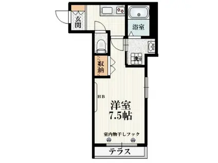 カーサ・ドマニ(1K/1階)の間取り写真