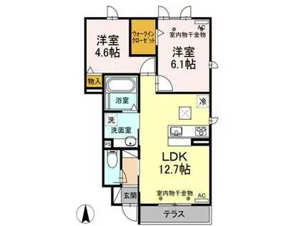 VILLANAGAYA A棟(2LDK/1階)の間取り写真