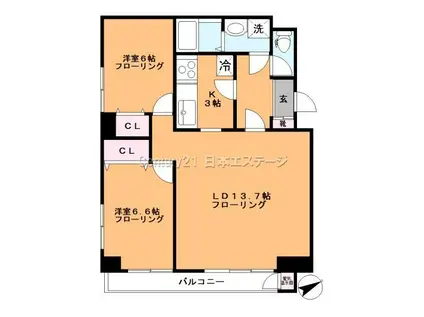 サクシード上池台(2LDK/3階)の間取り写真