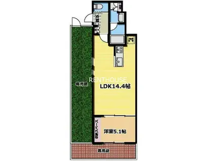 ブリリアントジェイオーワン(1LDK/1階)の間取り写真