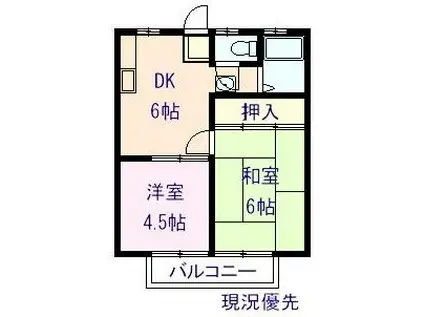 ローズタウン千代田B(2DK/2階)の間取り写真