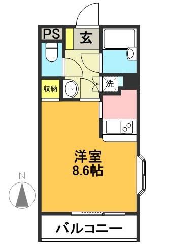 ロクサーヌ北沢(ワンルーム/3階)の間取り写真