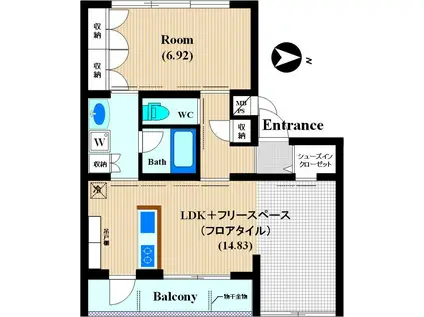 ディアコート(1LDK/3階)の間取り写真