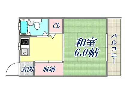 明生ビル(1DK/4階)の間取り写真