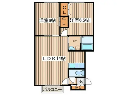 畑野マンション(2LDK/2階)の間取り写真