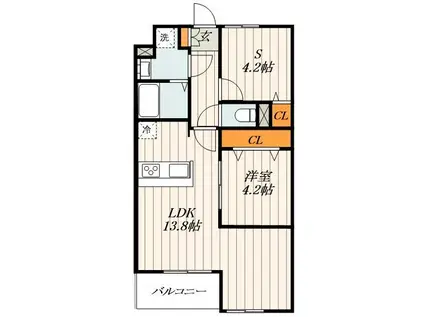 プランドールウエスト(1SLDK/3階)の間取り写真