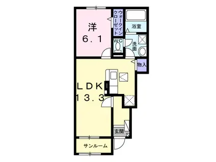 メゾン・ボヌールI(1LDK/1階)の間取り写真